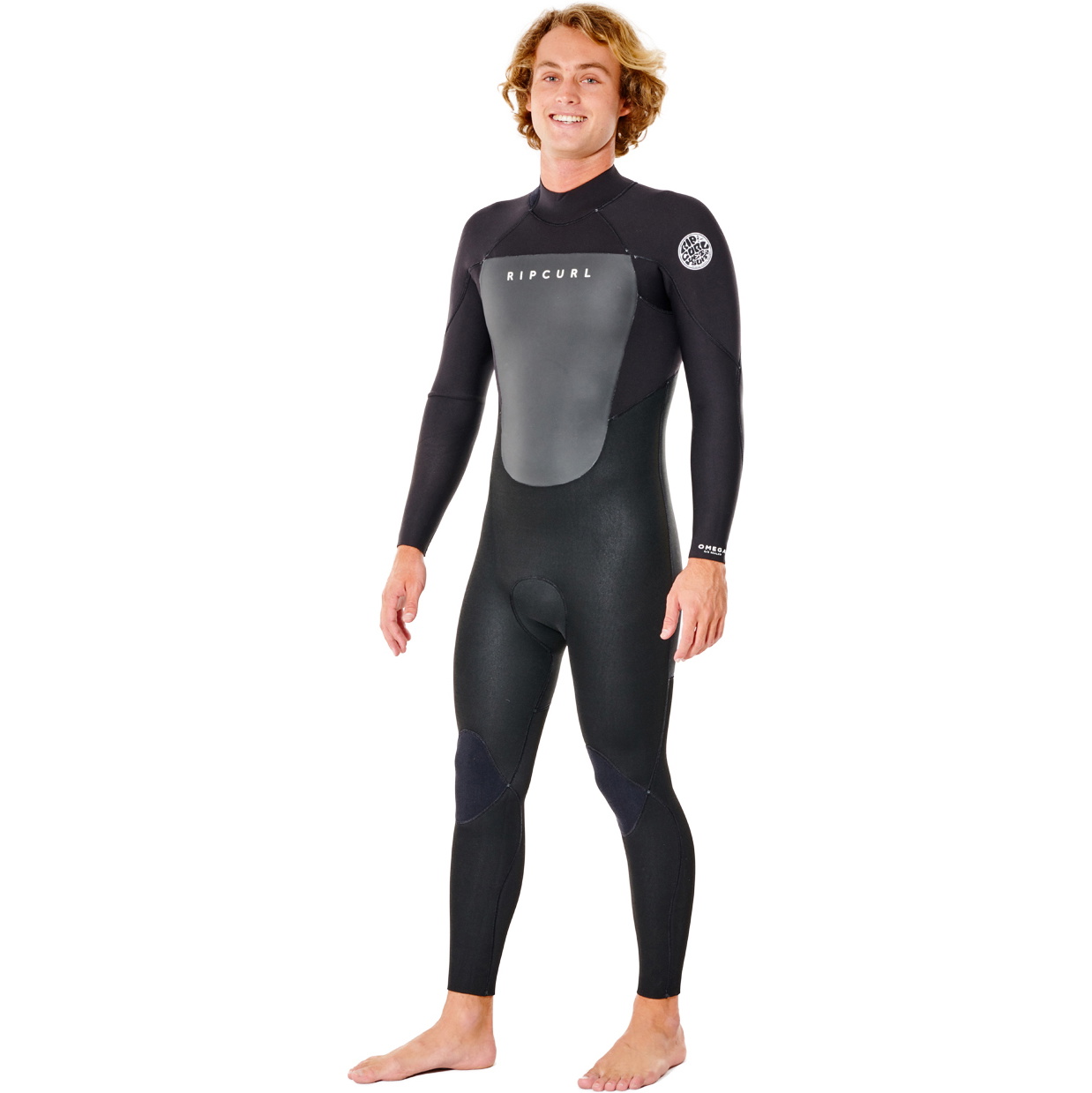 2023 Rip Curl Homens Omega 4/3mm Back Zip Wetsuit 112MFS - Black